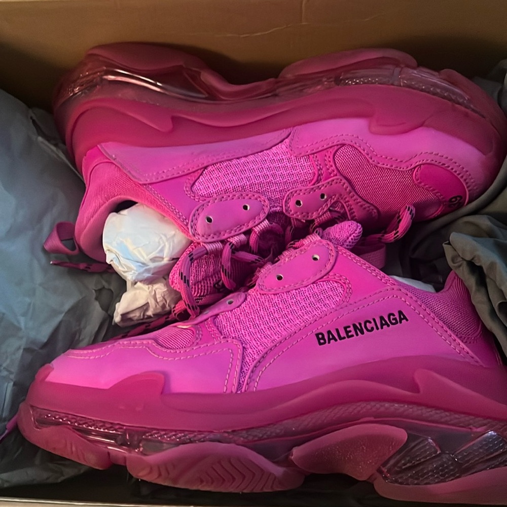 Authentic Balenciaga Triple S Clear Sole Hot Pink